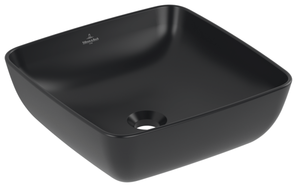 Villeroy & Boch Aufsatzwaschbecken Artis 417841 410x410mm quadr. ohne Überlauf Pure Black cplus