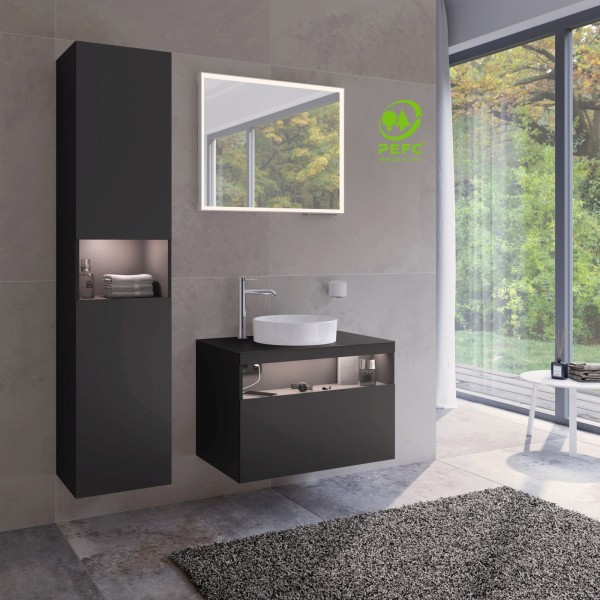 Keuco Stageline Hochschrank 40,0 x 180,0 x 36,0 cm, 2-türig, Anschlag links, mit Fachbeleuchtung, 32