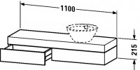 Duravit Konsole mit Duravit Konsole mit Schubkasten , Front/Korpus: eiche gebürstet, FO837501212