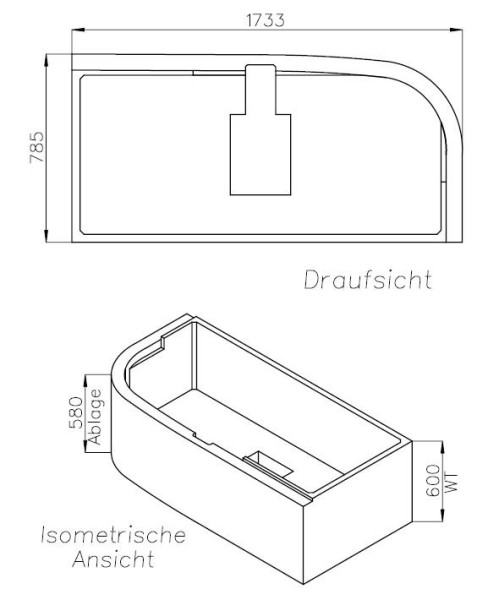 Neuesbad Wannenträger für Hoesch iSensi Vorwand rechts 170x75