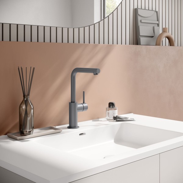 Herzbach SIRO GREY WT-Einlochbatterie L-Size Griff seitl. ohne Ablauf Grau matt, 30.120333.1.06