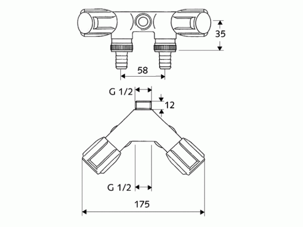 Schell NA-Doppelventil COMFORT mit RFV IG 1/2" chrom mit Schlauchanschluss