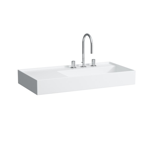 LAUFEN Waschtisch Kartell · LAUFEN 900x460, 3 Hahnlöcher, weiß, Ablage links, 81033.9, 810339000158