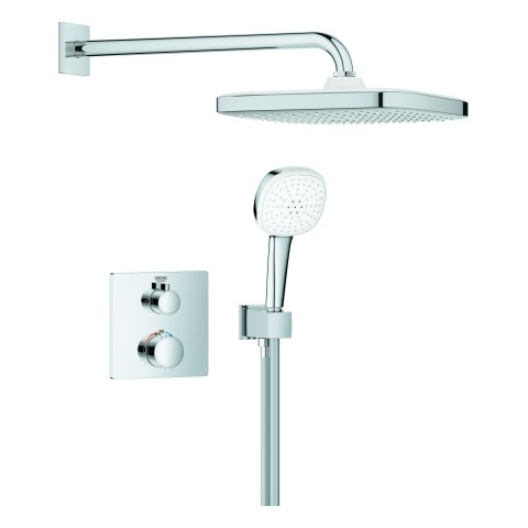 GROHE Unterputz-Duschsystem Grohtherm 103995 eckig 2 ASV für Duschrahmen Mono chrom, 1039950000