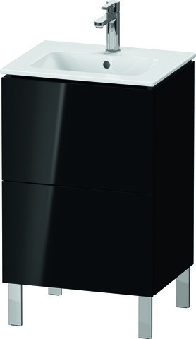 Duravit L-Cube Waschtischunterbau bodenstehend Schwarz Hochglanz 520x421x704 mm - LC667104040