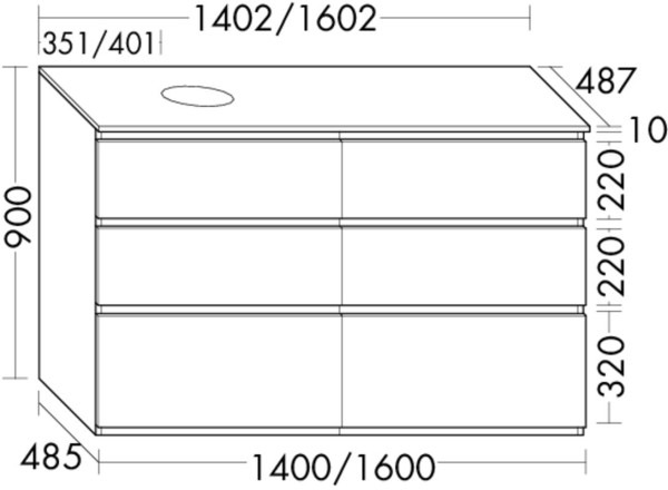 Burgbad Waschtischunterschrank Lin20 Acryl/Lack Matt 900x1602x487 Lichtgrau Matt, SGIG160RF5379