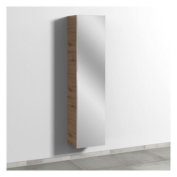 Sanipa 3way Hochschrank mit 1 Doppelspiegeltür, Eiche Natural-Touch