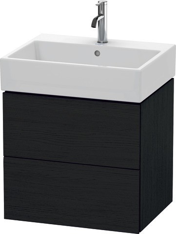 Duravit L-Cube Waschtischunterbau wandhängend Eiche Schwarz Matt 584x459x544 mm - LC627501616