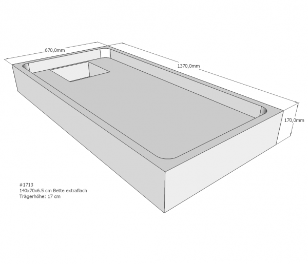 Neuesbad Wannenträger für Bette extraflach 140x70x6,5