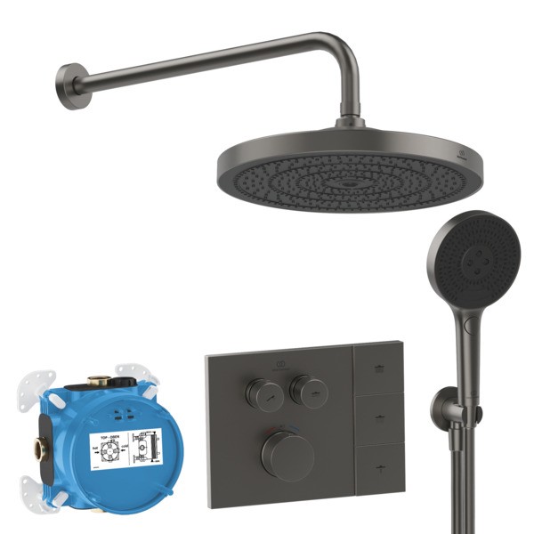 Ideal Standard Armaturen-Paket 01 Ceratherm Navigo Brausethermostat, KB, HB Magnetic Grey, A7892A5