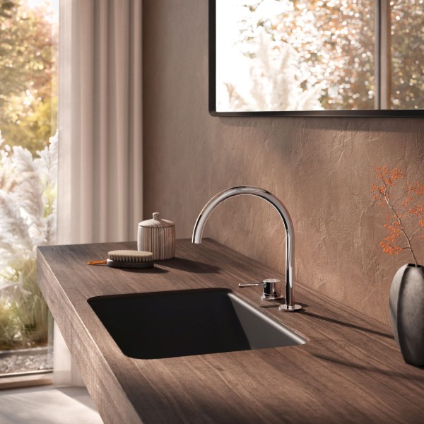 Herzbach DEEP Zweiloch-Armatur 220mm mit PUSH-Ablauf Chrom, 18.022210.2.01