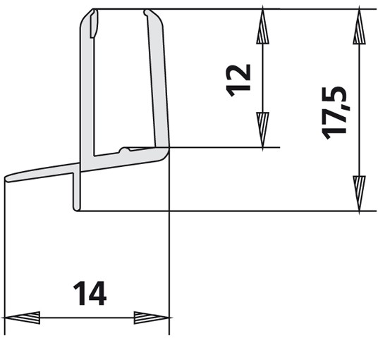 Kermi 4269 2x Dichtleiste, Länge: 550 mm, 2534045