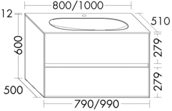Burgbad Glas Waschtisch-Set rc40 Eiche Dark Chocolate/Schwarz Hochglanz, SGKJ080F4616A0074