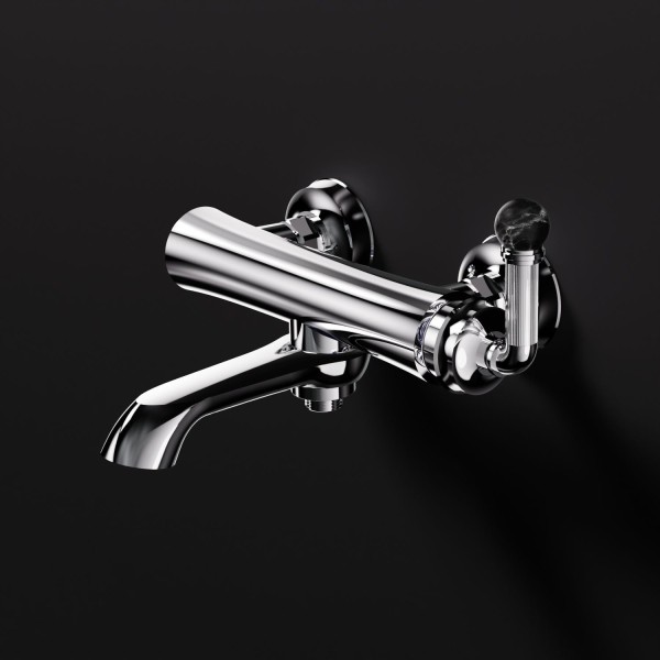 Steinberg Serie 355 Aufputz-Einhebelmischer 1/2" für Wanne, Chrom / Nero Marquina