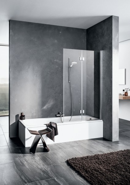 Kermi Faltwand Liga 2PR 1200x1500 BV: 1180-1205, silber hochglanz ESG klar mit KermiClean