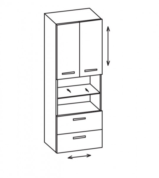 Artiqua 400 Variabler Midischrank, Oxid Hellgrau quer, 400-MVL-2-60-7183-721