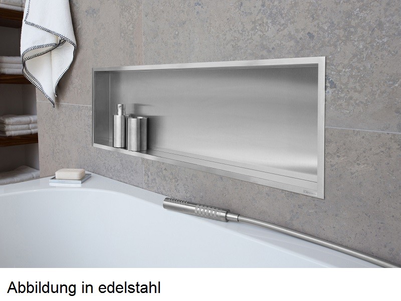 ESS BOX 10 Creme Wandnische 120x30x10 cm mit Rahmen Edelstahl gebürstet, inkl. Rohbauset, BOX-120x30 BOX-120x30x10-C