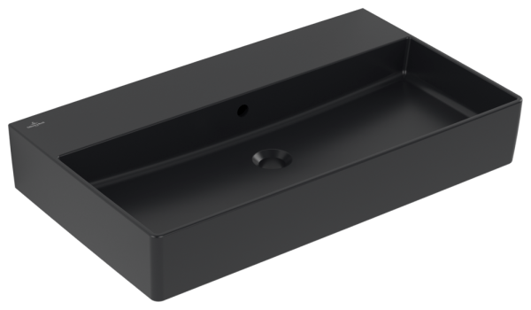 Villeroy & Boch Waschbecken Memento 2.0 800x470mm Rechteck mit Überlauf Pure Black CeramicPlus