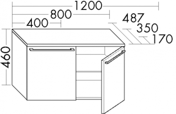 Burgbad Unterschrank Bel Matt 460x1200x487 Schilf Matt, USAZ120F2080