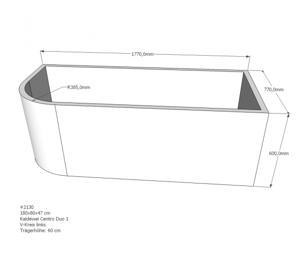 Neuesbad Wannenträger für Kaldewei Centro Duo 1 180x80 li