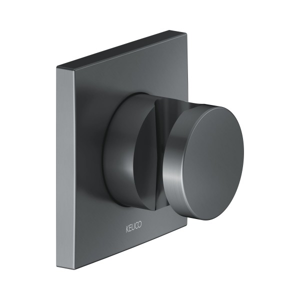 Keuco Wandbrausehalter IXMO 59591, Schwarzchrom gebürstet, Rosette eckig, 59591130002