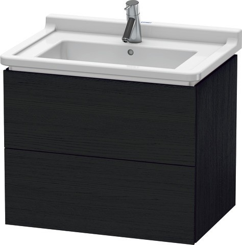 Duravit L-Cube Waschtischunterbau wandhängend Eiche Schwarz Matt 670x469x558 mm - LC626401616