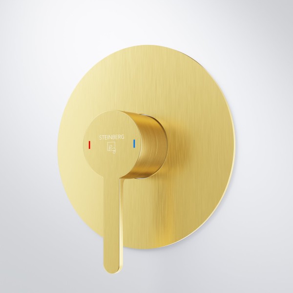 Steinberg Serie 341 Fertigmontageset für Brause-Einhebelmischer, Gold gebürstet