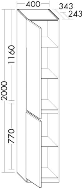 Burgbad Hochschrank Lin20 Acryl/Lack Matt 2000x400x245 Schilf Matt, HSPK040LF5378