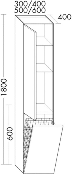 Burgbad Hochschrank rc40 1800x400x400 Eiche Hellgrau, HSME040LF4602