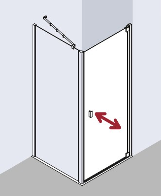 Kermi Pendeltür Raya 1WL 1030x2000, silber hochglanz, ESG klar, RA1WL10320VAK