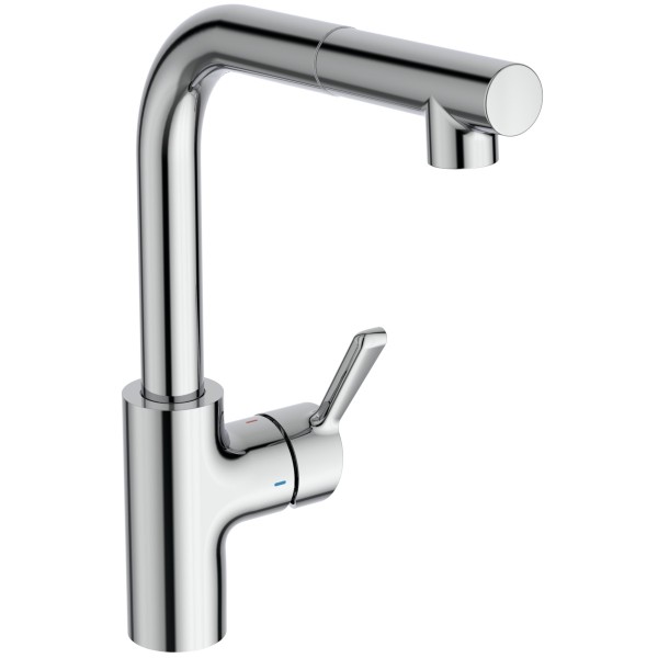 Ideal Standard Küchenarmatur Ceralife Ausladung 216mm Niederdruck mit heraus.Brause, L-Auslauf Chrom