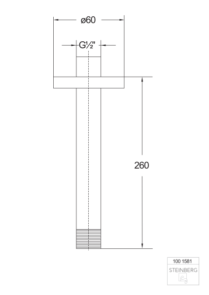 Steinberg Brausearm, Deckeneinbau 240mm Serie 100, 100.1581
