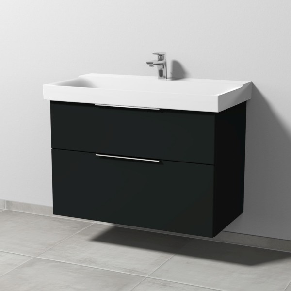 Sanipa 3way Waschtischunterbau zu Geberit Xeno2 Waschtisch mit 2 Auszügen, Vulkan-Matt