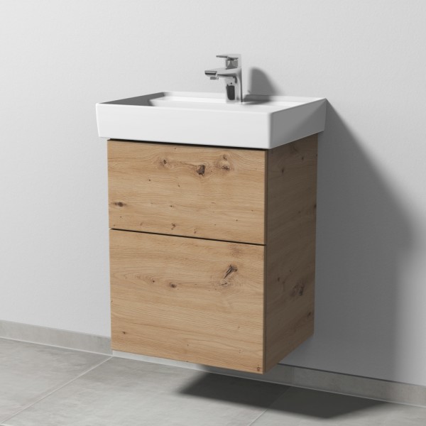 Sanipa 3way Waschtischunterbau zu Villeroy & Boch Collaro Waschtisch mit 2 Auszügen, Eiche Natural-T
