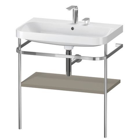 Duravit Happy D.2 Plus c-shaped Set mit Metallkonsole Stein Grau Seidenmatt 775x490x850 mm - HP4837E