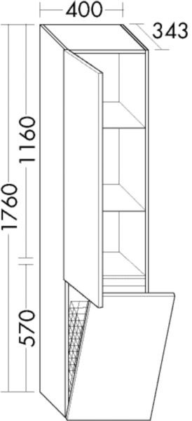 Burgbad Hochschrank Lin20 Acryl/Lack Matt 1760x400x345 Marmor Dekor Naturgrau, HSPG040RF6027