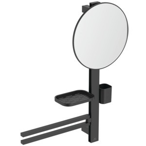 Ideal Standard Beauty Bar Accessoires-Kombi. Alu+ M700 mit Spiegel d:320mm Silk Black, BD588XG