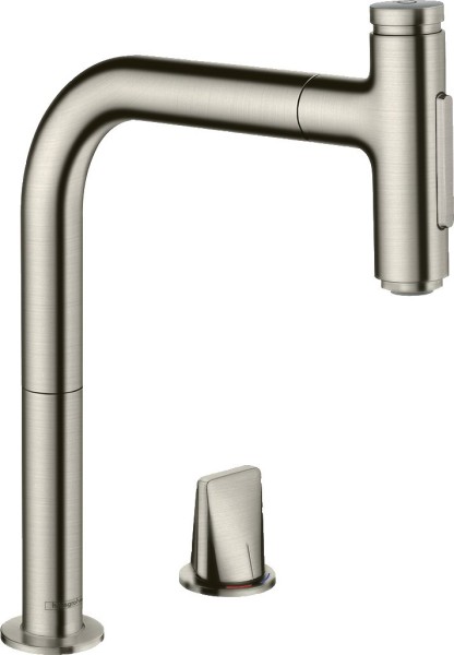 Hansgrohe 2-Loch SPTM 200 Metris Select M71 Ausziehbrause 2jet edelstahl-optik, 73819800