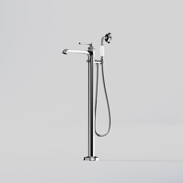 Steinberg Serie 350 Freistehende Wannen-Armatur, mit Umsteller und Handbrause, Ausladung 230mm, chro