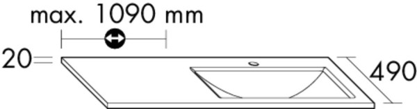 Burgbad Mineralguss Waschtisch alpinweiss 20x100x490 Alpinweiss, MWJP999LC0001