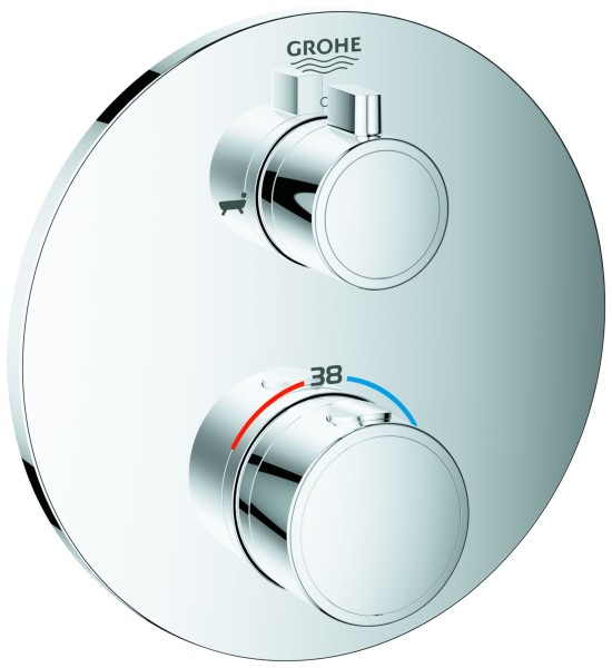 GROHE THM-Wannenbatterie Grohtherm 24077 2 Abg. FMS f. Rapido SmartBox rund chrom, 24077000