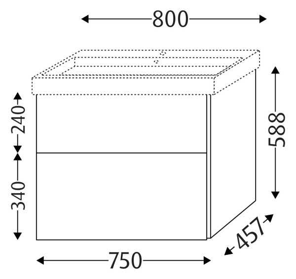 Sanipa Waschtischunterbau mit Auszügen 3way (BP514) 588x750x457 Kaschmir-Matt, BP5141U