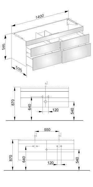 Keuco Waschtischunterbau Edition 400 31562, 4 Auszüge, Korpus: weiß hochglanz, Front: weiß hochglanz