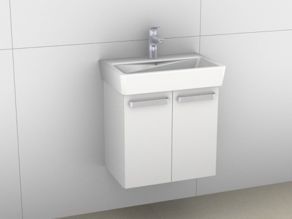 Artiqua 413 Waschtischunterschrank für Renova Compact 226155 Weiß Hochglanz, 413-WU2T-K123-7016-68
