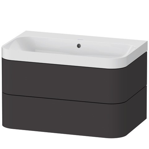 Duravit Happy D.2 Plus c-shaped Set wandhängend Graphit Supermatt 775x490x480 mm - HP4347N8080