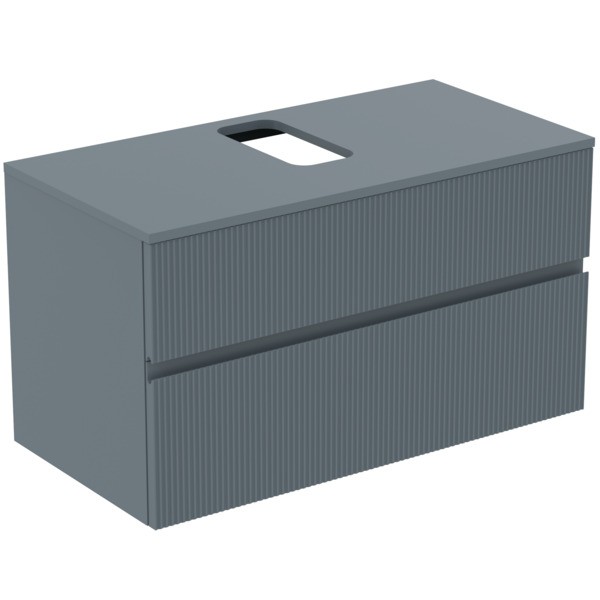 Ideal Standard Waschtischunterschrank Finesse Ausschnitt r/l 1002x505x558mm 2 Auszüge Aschblau matt,