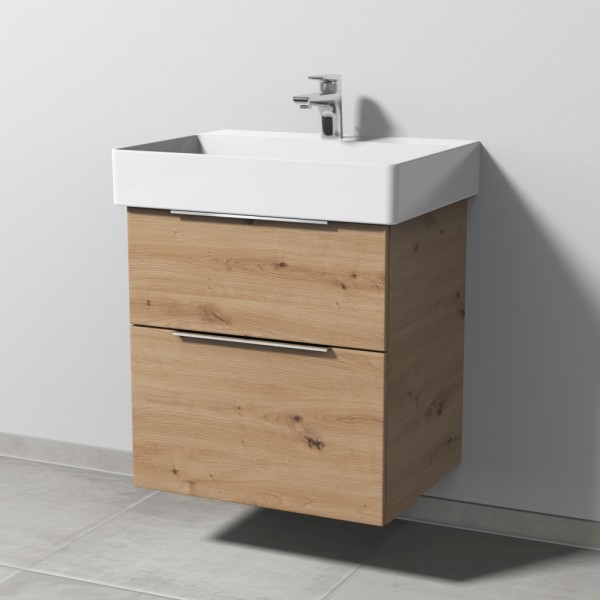 Sanipa 3way Waschtischunterbau zu Duravit Dura Square Waschtisch mit 2 Auszügen, Eiche Natural-Touch