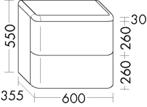 Burgbad Sideboard b:me Lack Matt 550x600x355 Schwarz Solid Matt, KOCI060F6474