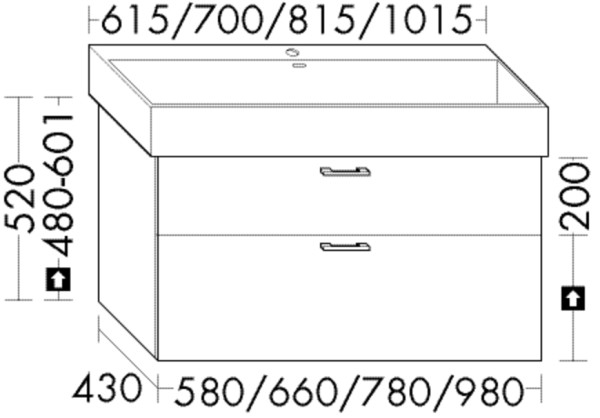 Burgbad Waschtischunterschrank System 30 Preisgruppe 2 Echo 520x660x430 Eiche Dekor Baumwolle