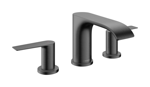 Hansgrohe Vivenis 3-Loch Waschtischarmatur 90 mit Zugstangen-Ablaufgarnitur, Brushed Black Chrome, 7